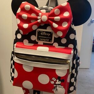 Loungefly backpack BRAND NEW with TAGS! Black, red, & white polka dot.